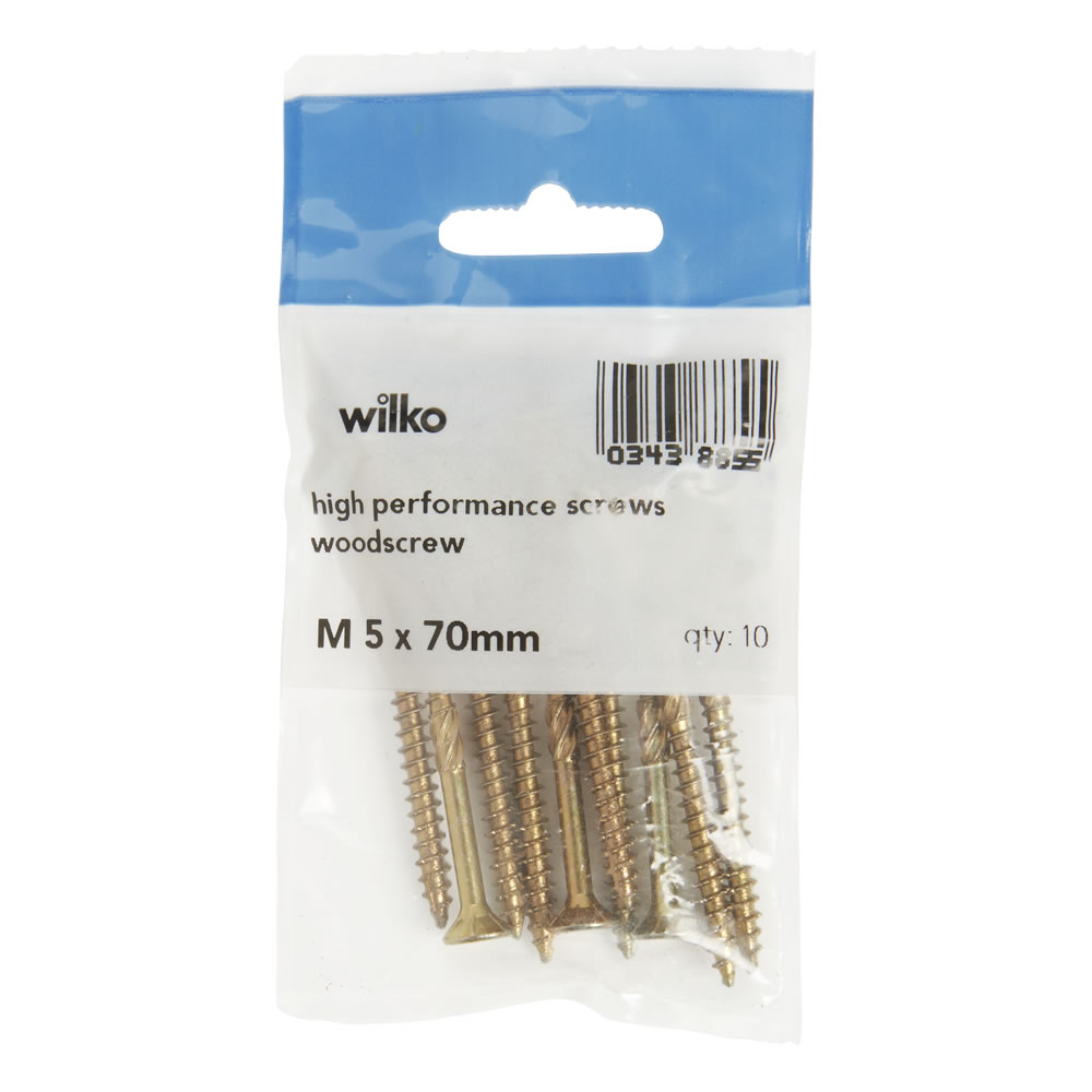 Wilko M5 70mm High Performance Wood Screws 10 Pack Image 2