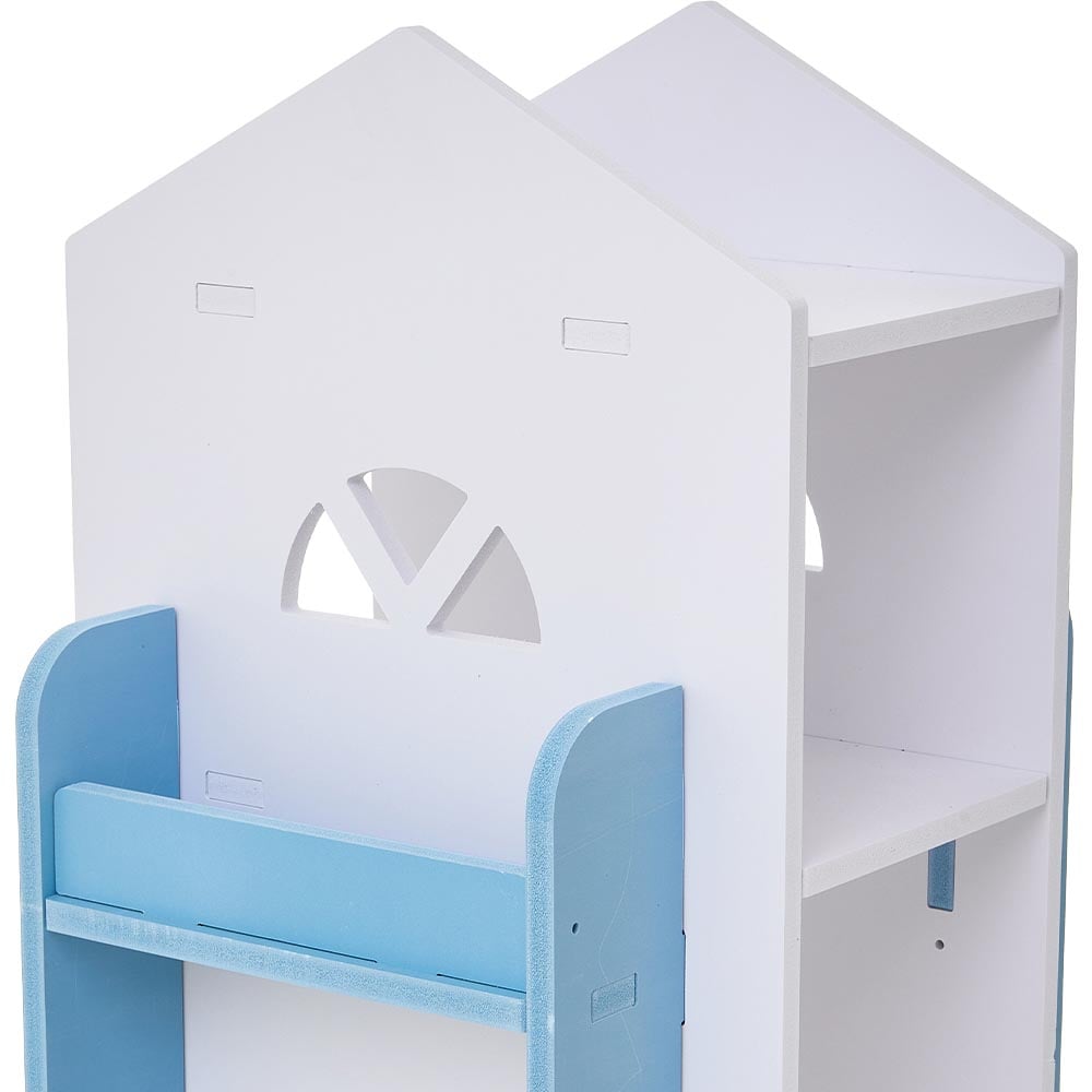 Living and Home 4 Tier Blue and White Castle Style Kids Rotatable Open Bookcase Image 3