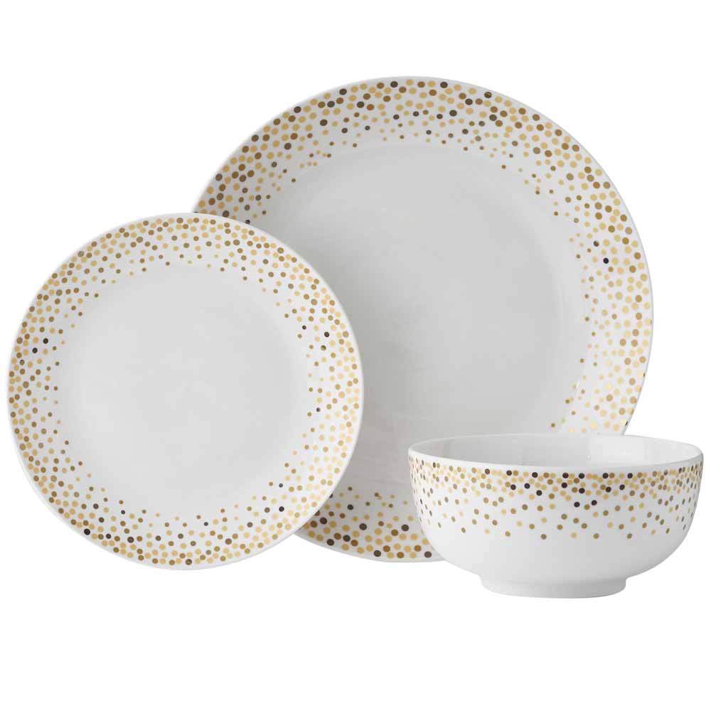 Wilko Sparkle Gold 12 Piece Dinner set Wilko