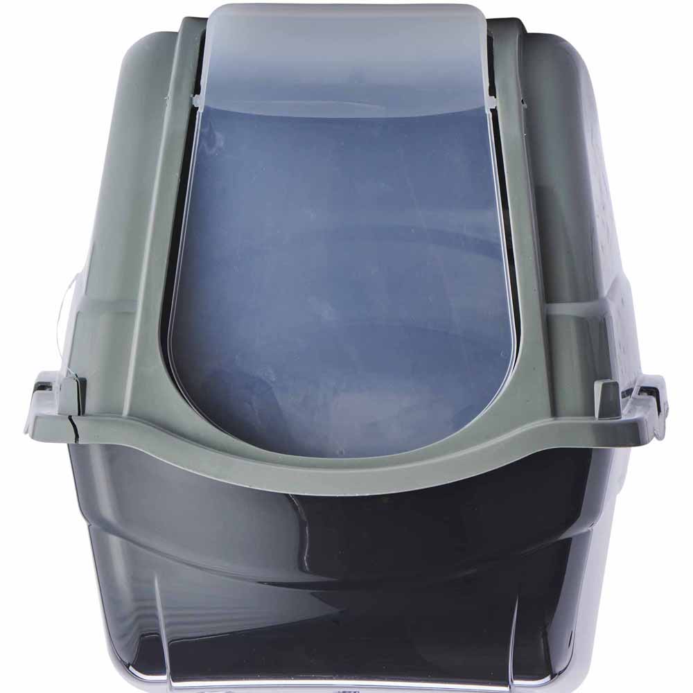 Rosewood Grey Hooded Cat Litter Box Image 2