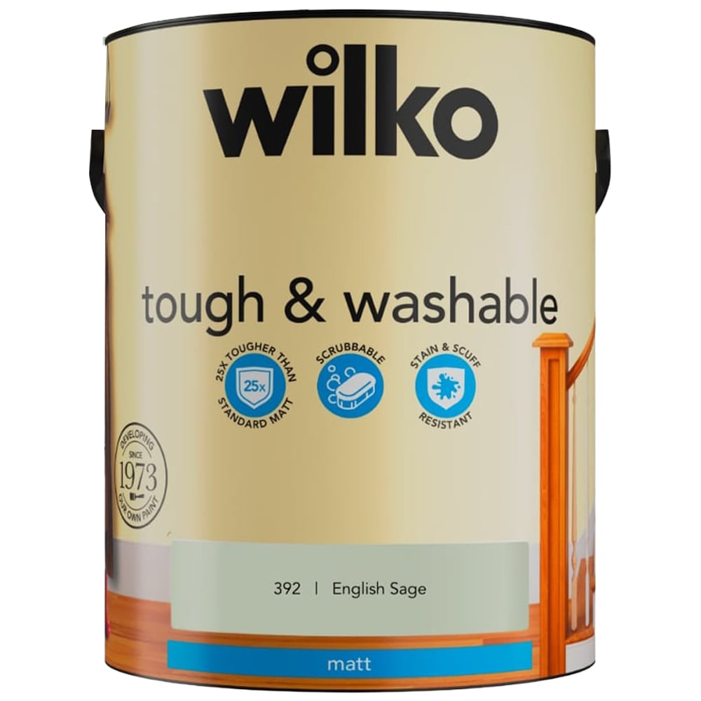 Wilko Tough & Washable English Sage Matt Emulsion Paint 5L Image 2