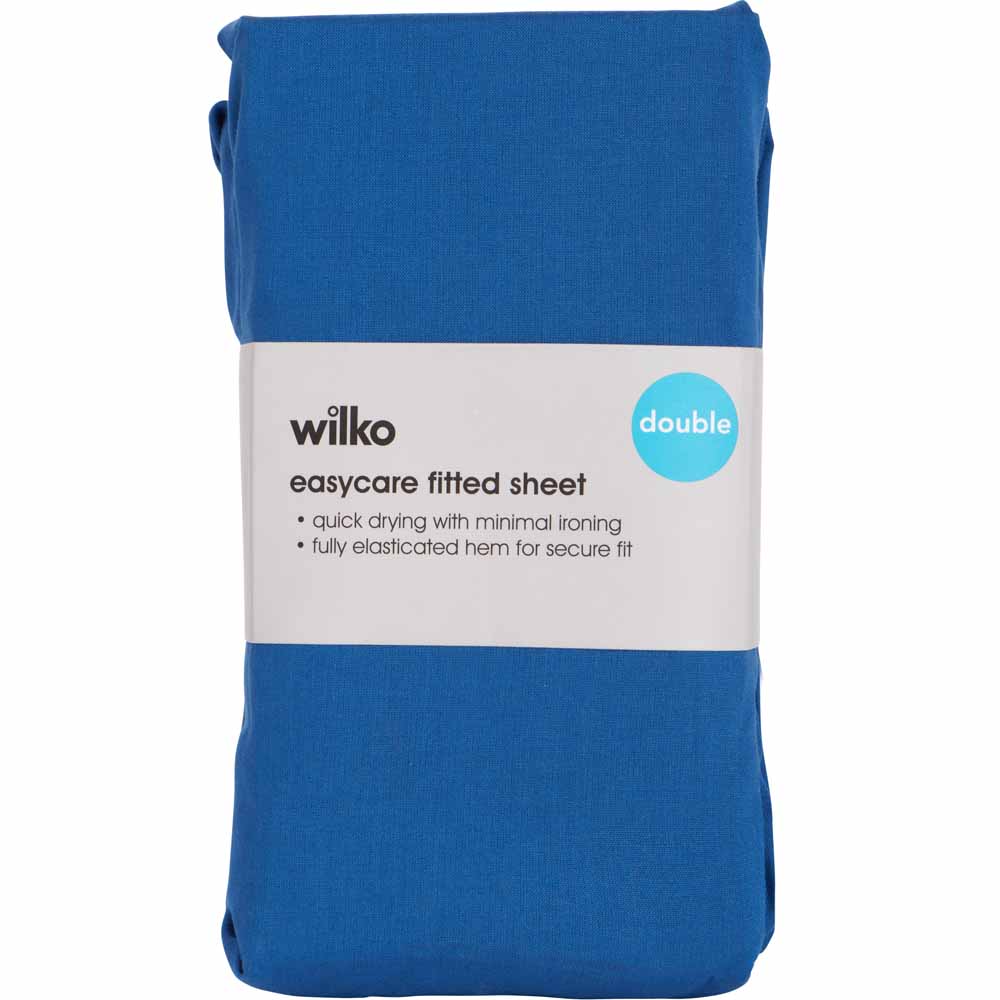 Wilko Easy Care Double Denim Blue Fitted Bed Sheet Image 2