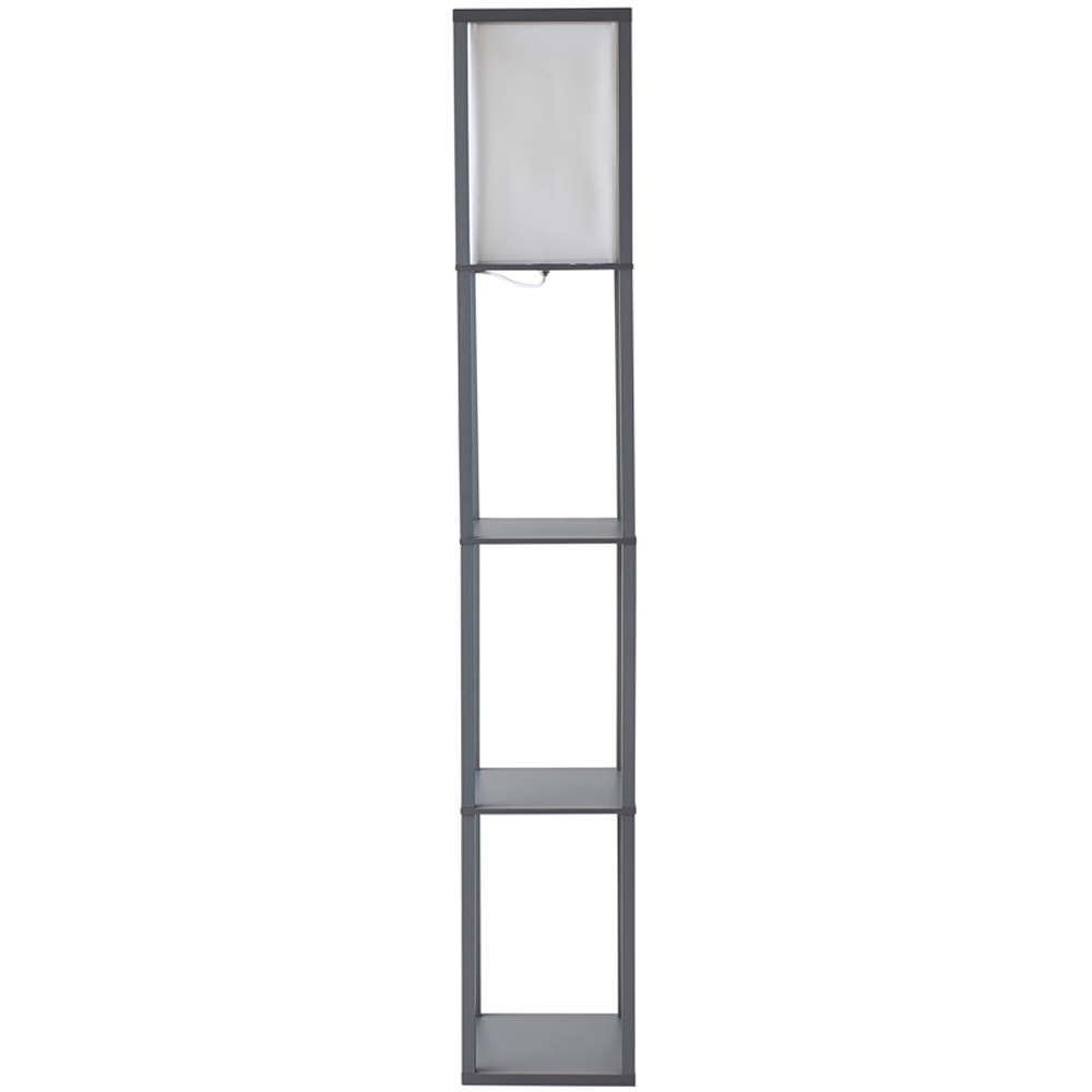 ValueLights Struttura 3 Shelf Fabric Shade Grey Shelving Unit Floor Lamp Image 1