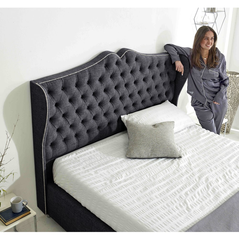 Eleganza Vanessa Super King Size Coal Grampian Fabric Bed Frame with Headboard Image 5