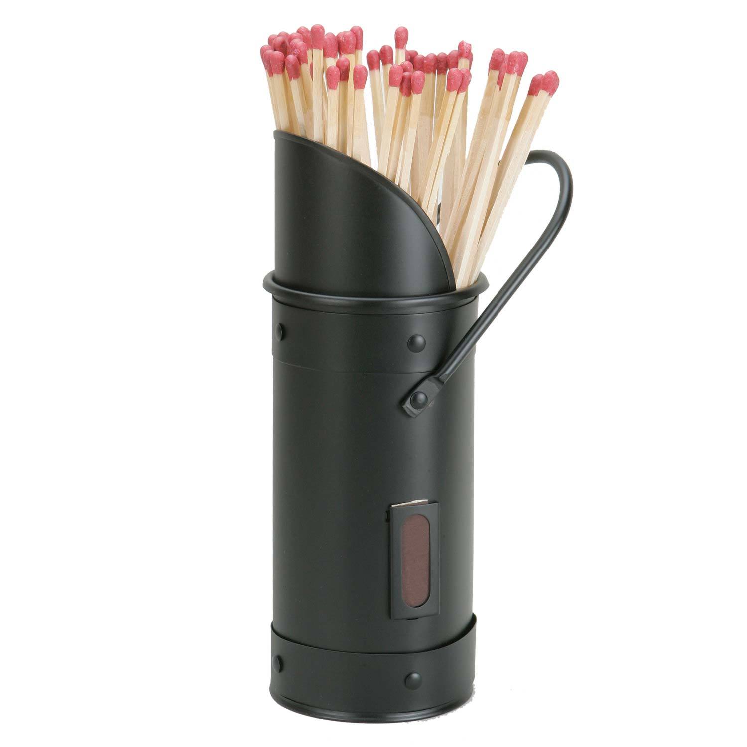Metal Match Holder with Matches - Black Image 1