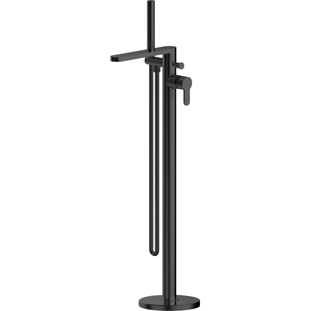 nuie Matt Black Freestanding Bath Shower Mixer Image 1