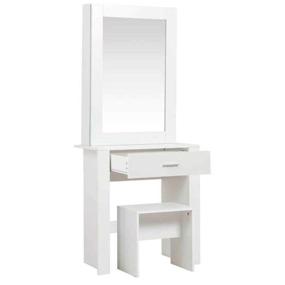 Evelyn Single Drawer White Sliding Mirror Dressing Table Set Image 4