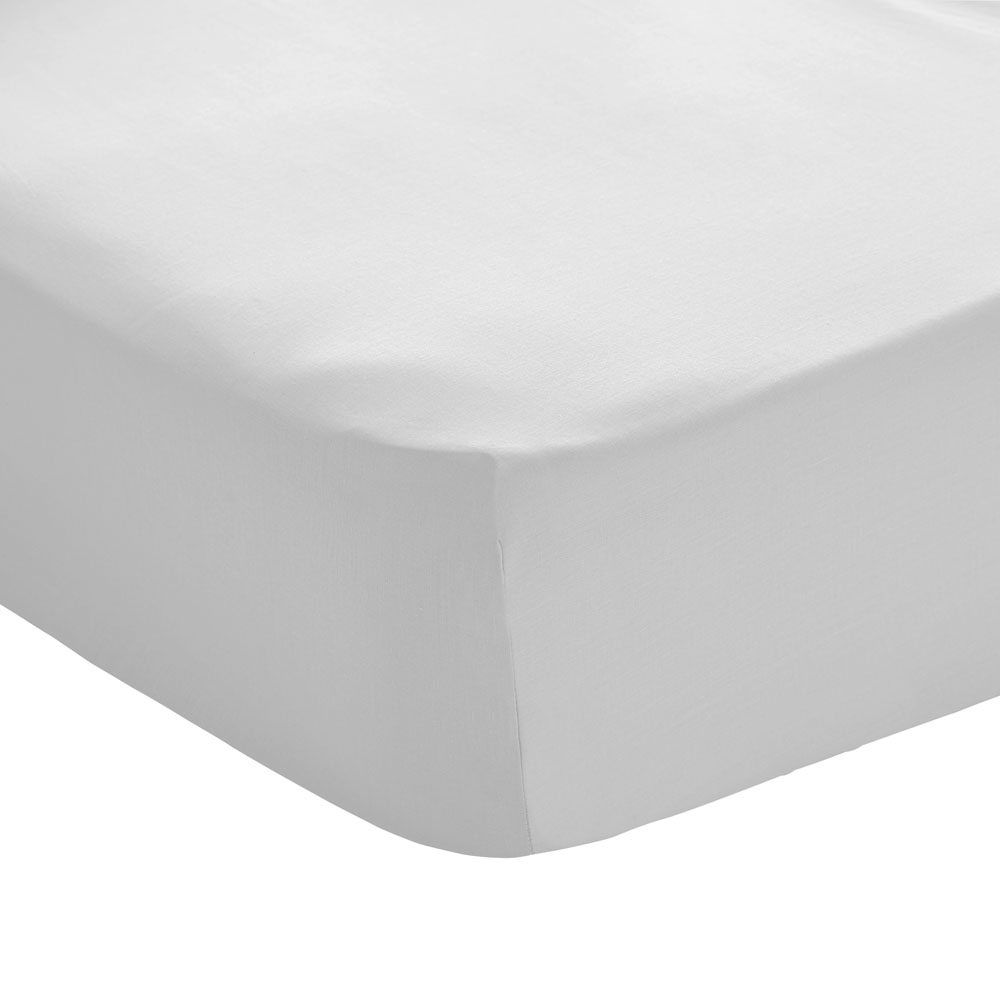 Wilko Best White 300 Thread Count Single  Percale Fitted Sheet Image 1
