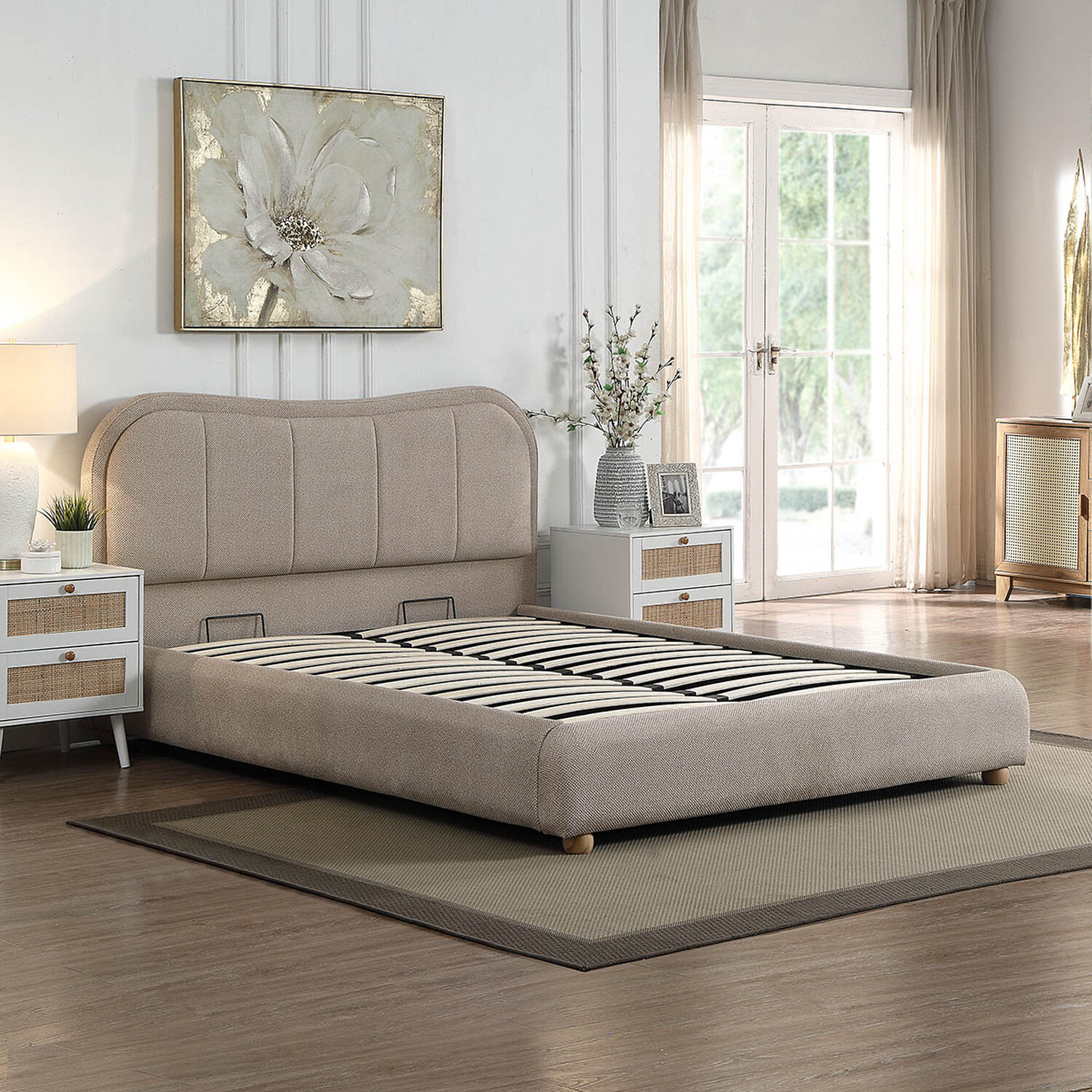 Sienna Ottoman Bed Taupe Double Image 2