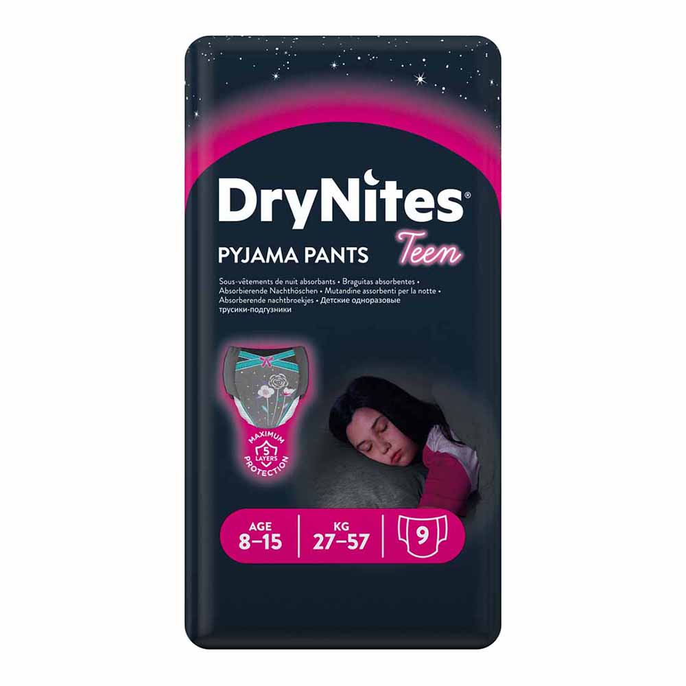 Huggies DryNites Pyjama Pants Girls 8 to 15 Years 9 pack Image 2
