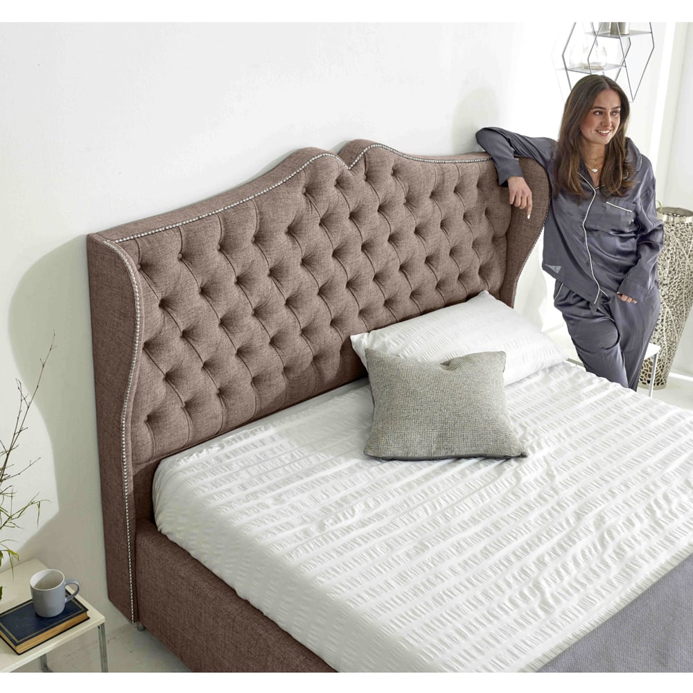 Eleganza Vanessa Single Mineral Grampian Fabric Bed Frame with Headboard Image 4