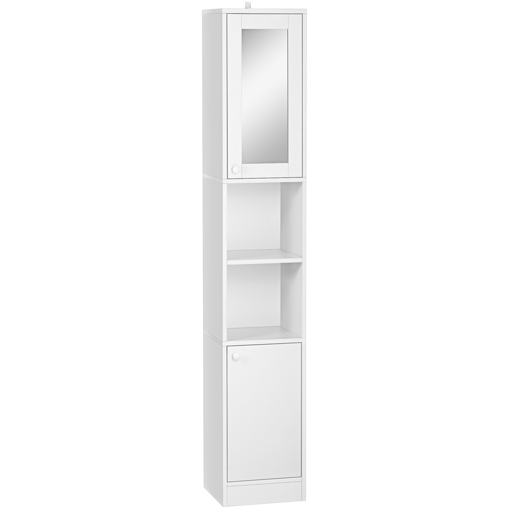 Portland 2 Door 2 Shelf White Mirrored Tall Bathroom Cabinet Image 2