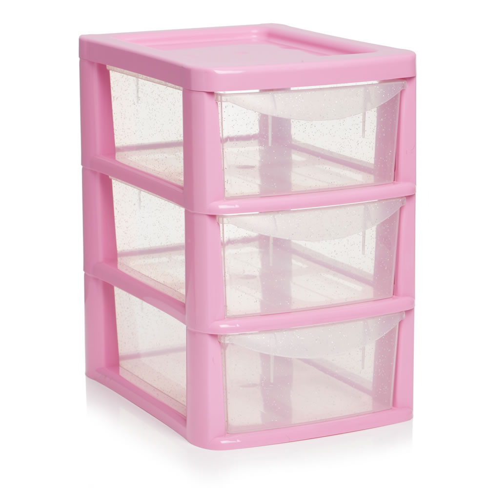 Wilko Small Pink 3 Drawer Tower Image