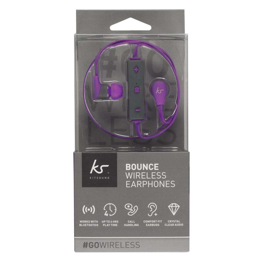 KitSound Purple Bounce Wireless Earphones Image 1