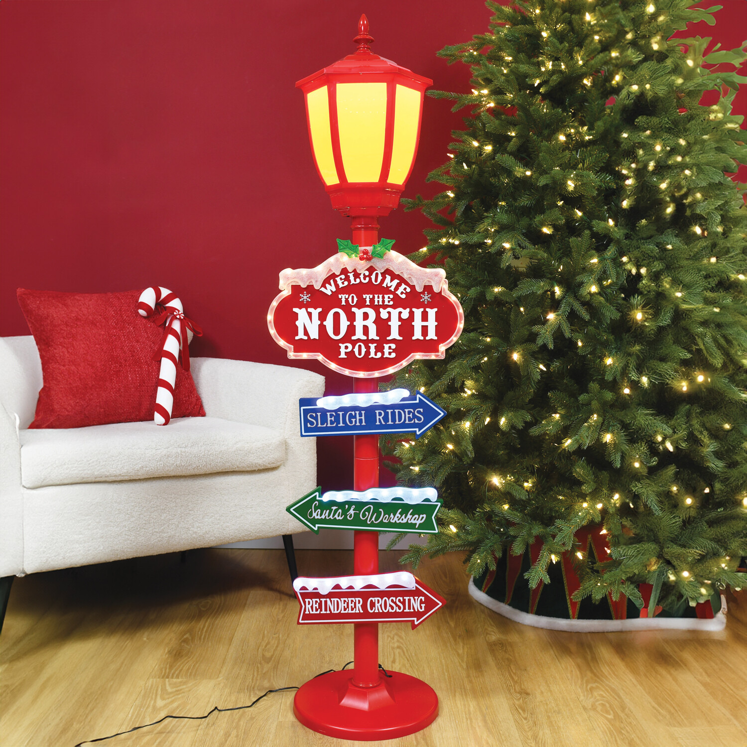 North Pole LED Road Sign - Red Image 5