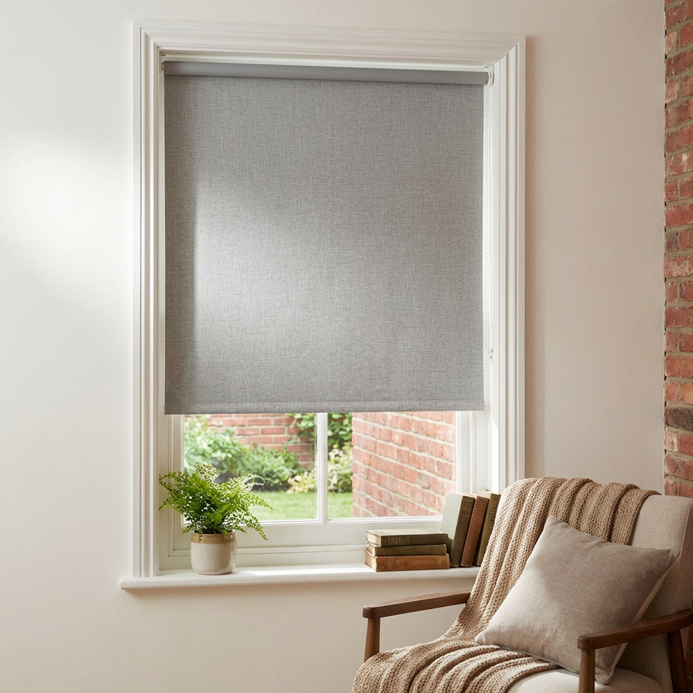 Textured Blackout Roller Blind Cloud 90cm Image 3