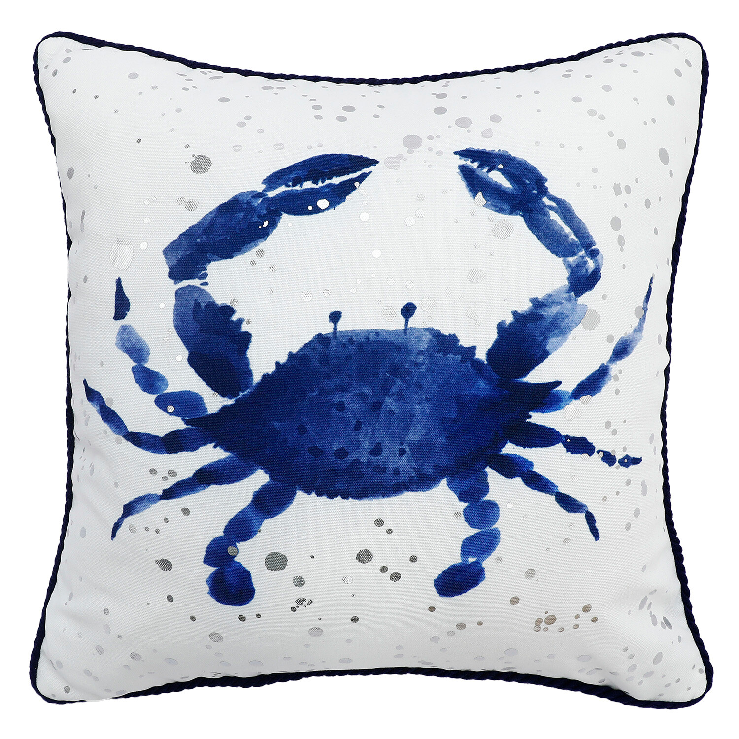 Crab Piped Edge Cushion - Blue Image 1