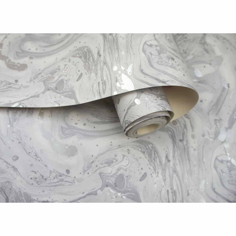 Holden Decor Azurite Grey/Silver Foil Marble Metallic Wallpaper Image 2