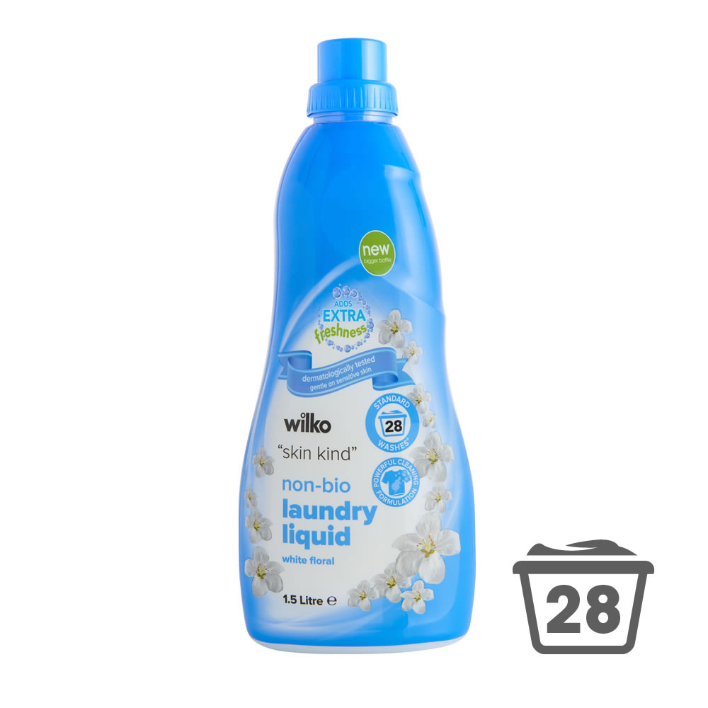 Wilko Non Bio White Floral Liquid Detergent 28 Washes 1.5L Image