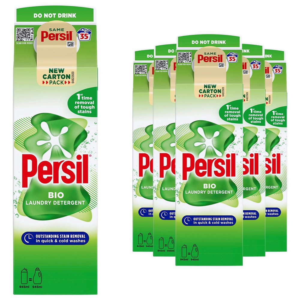 Persil Bio Gentle Fabric Clean Laundry Liquid Detergent 35 Washes 945ml 6 Pack Image 1