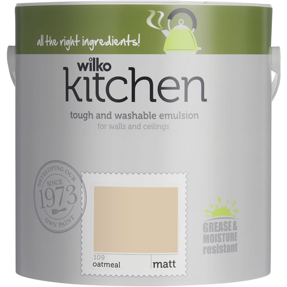 Wilko Kitchen Oatmeal Matt Emulsion Paint 2.5L Image 1