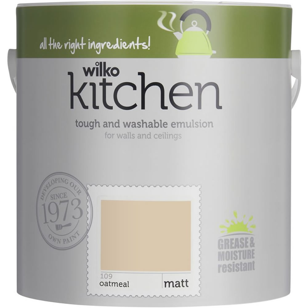 Wilko Kitchen Oatmeal Matt Emulsion Paint 2.5L Wilko