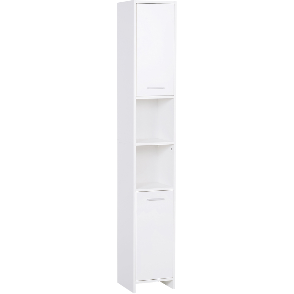 HOMCOM 2 Door 2 Shelf White Tall Floor Cabinet Image 2