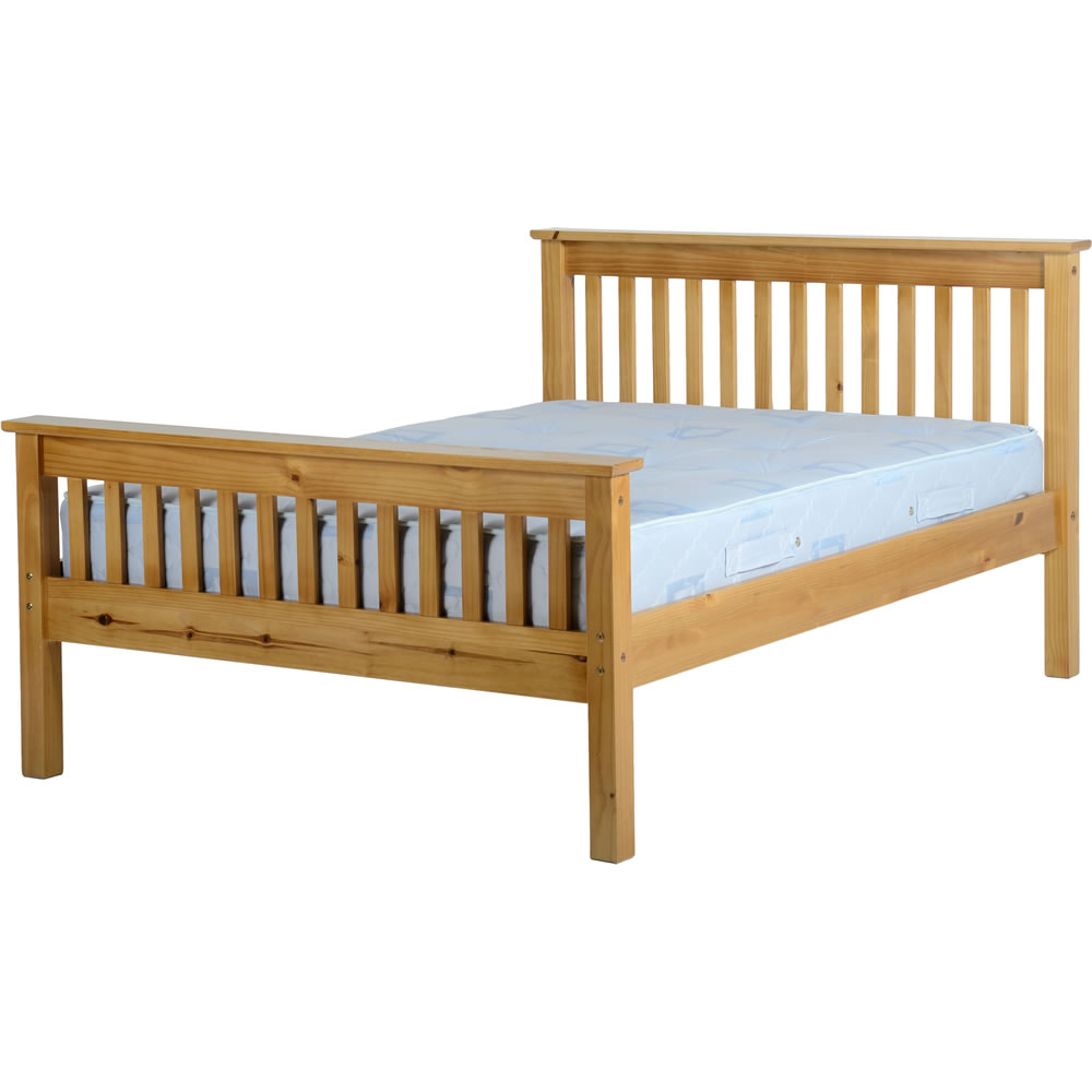 Ville High Foot End King Size Bed in Distressed Waxed Pine Image 1