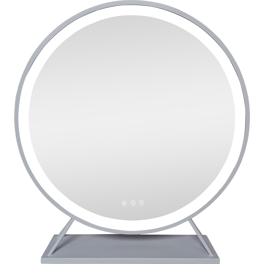 White Round Standing Hollywood LED Mirror Image 1