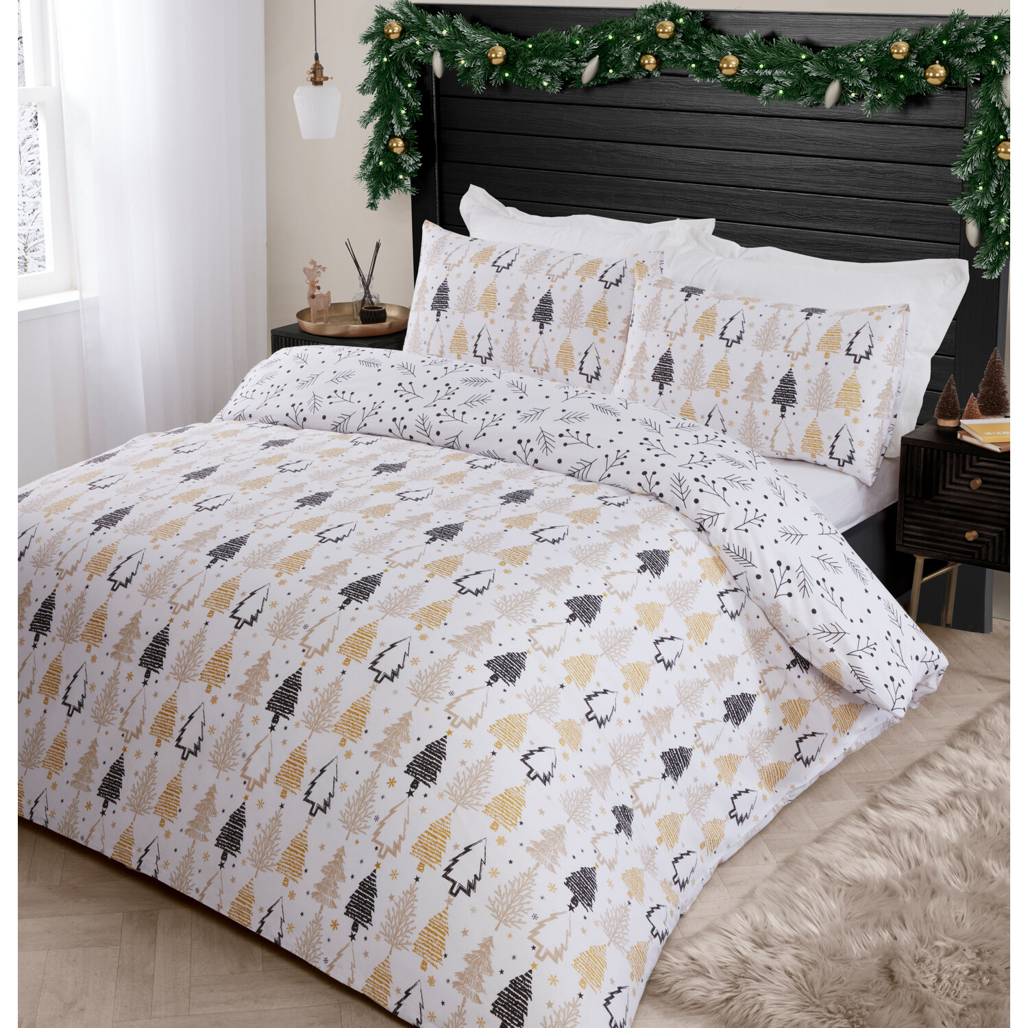 Winter Forest Pillowcase and Duvet Set - Natural / Single Image 3