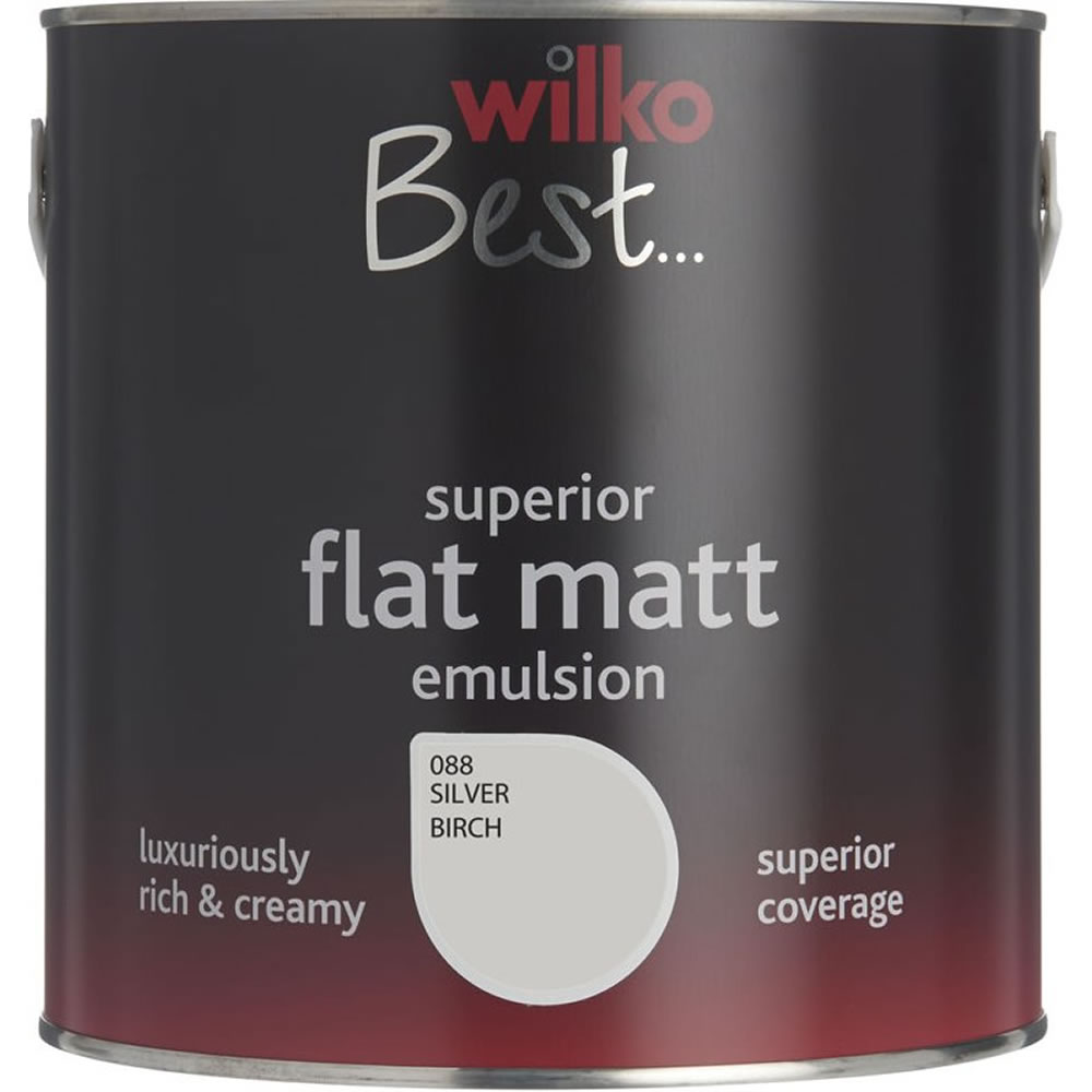 Wilko Best Silver Birch Flat Matt Emulsion Paint  2.5L Image 1