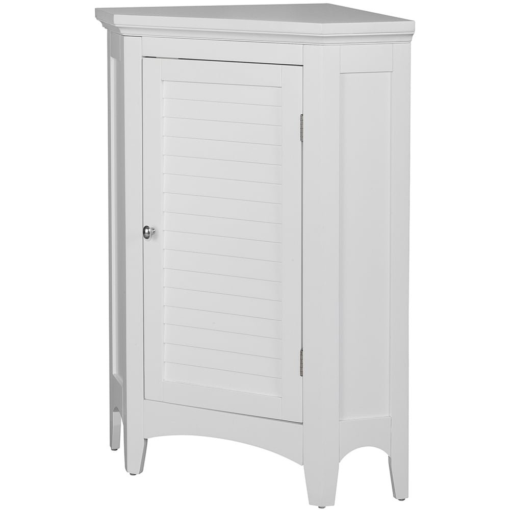 Teamson Home Glancy Single Door White Wooden Corner Stand Floor Cabinet Image 4