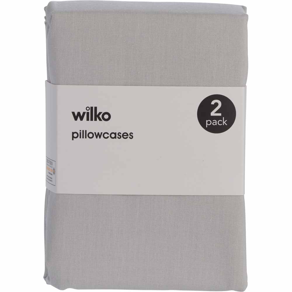 Wilko Silver Housewife Pillowcases 2 Pack Image 3