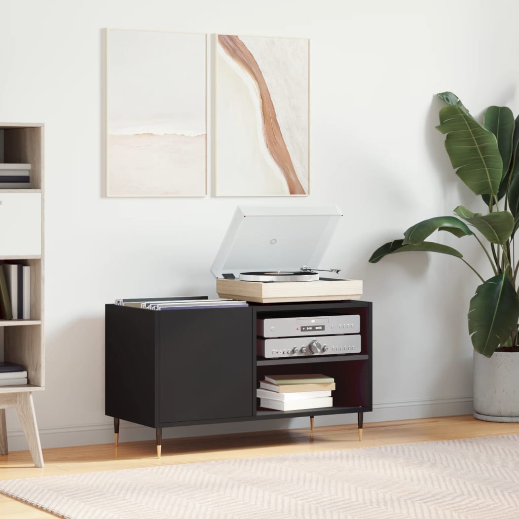 vidaXL 2 Shelf Black Record Cabinet Image 8