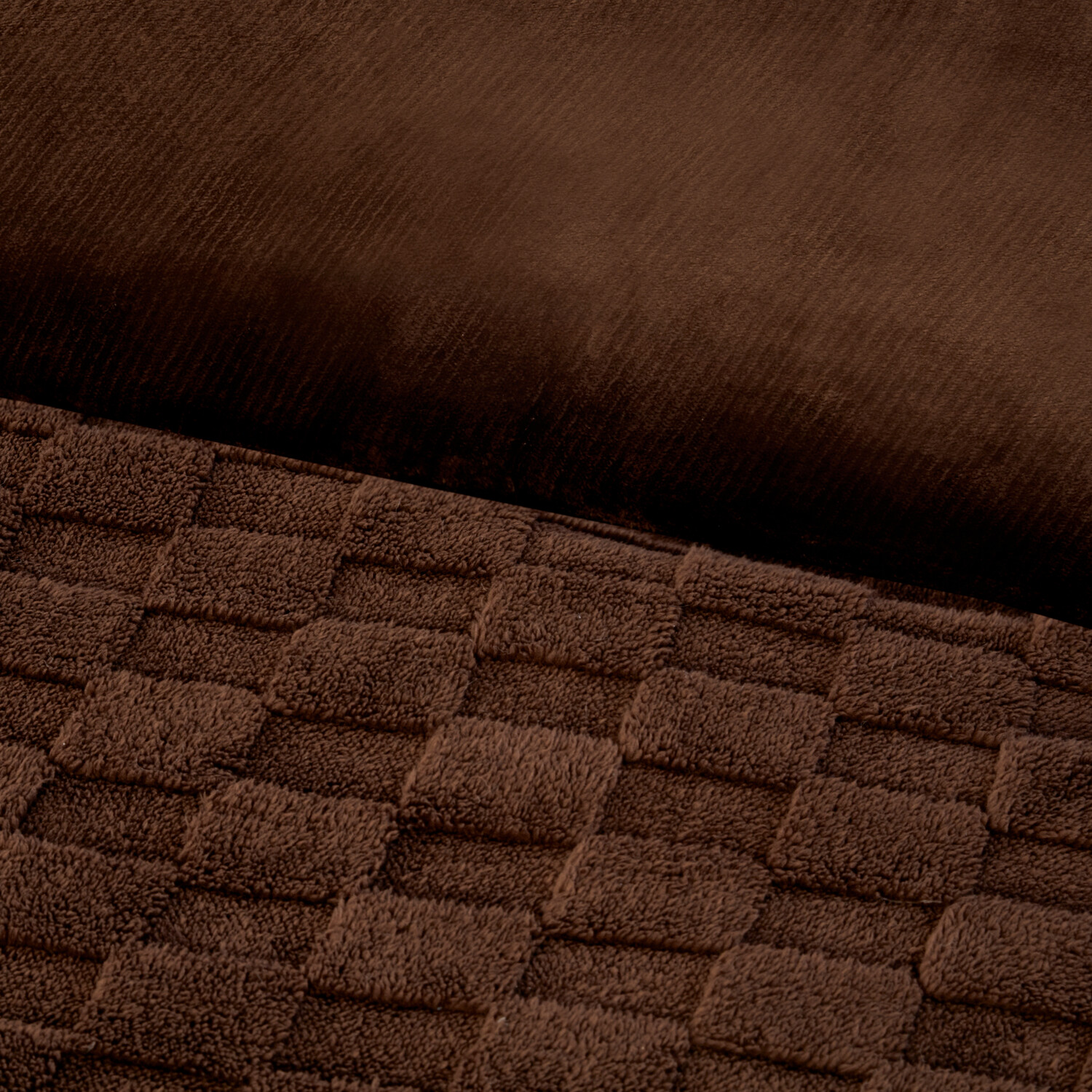 Dakota Checkerboard Fleece Duvet Set Mocha Double Image 3