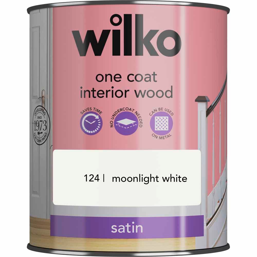 Wilko One Coat Interior Wood Moonlight White Satin Paint 750ml Image 2