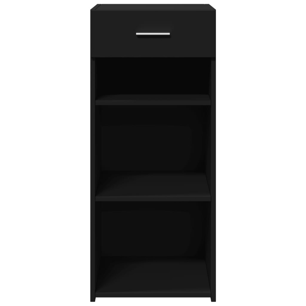 vidaXL Single Drawer 3 Shelf Black Wooden Sideboard Image 4