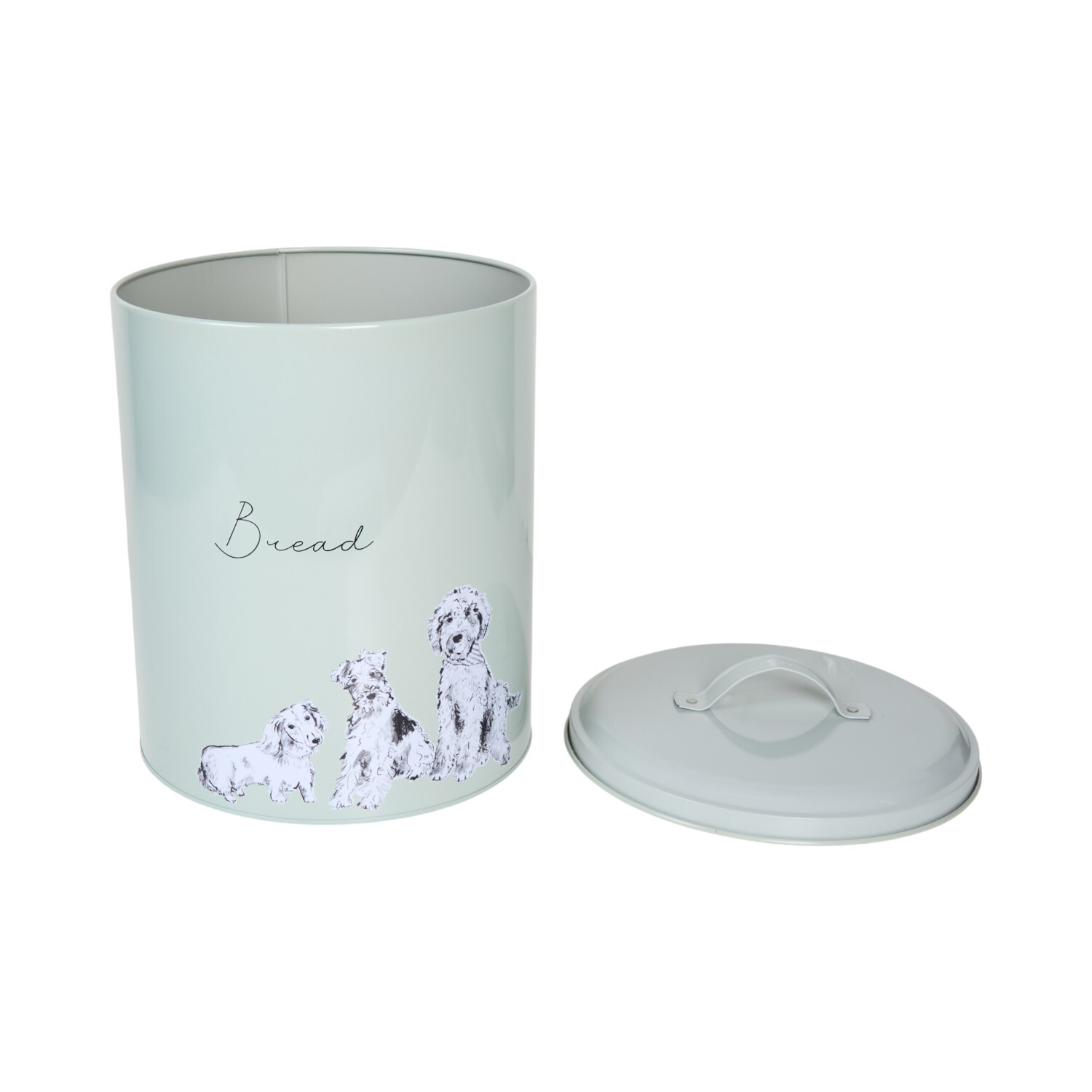 Waggy Tails Metal Bread Canister Sage Green Image 4