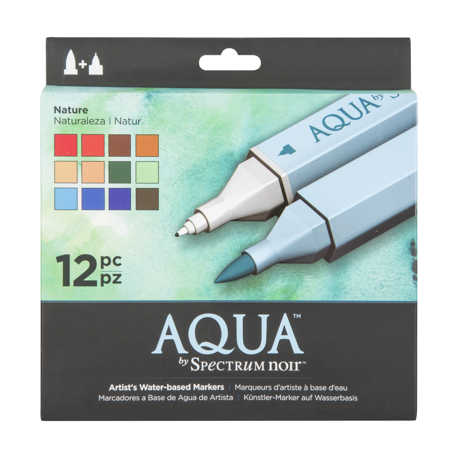 Pack of 12 Aqua Spectrum Noir Water-Based Markers - Nature Image