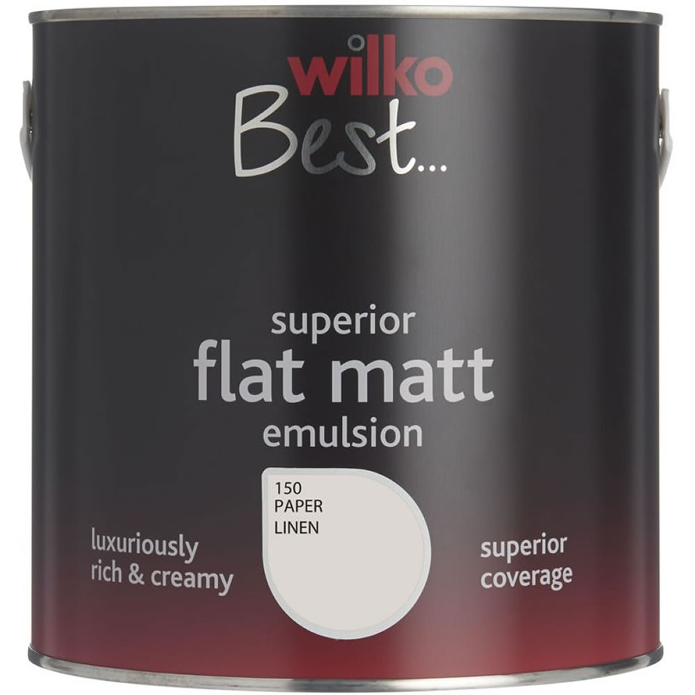 Wilko Best Paper Linen Flat Matt Emulsion Paint 2.5L Image 1