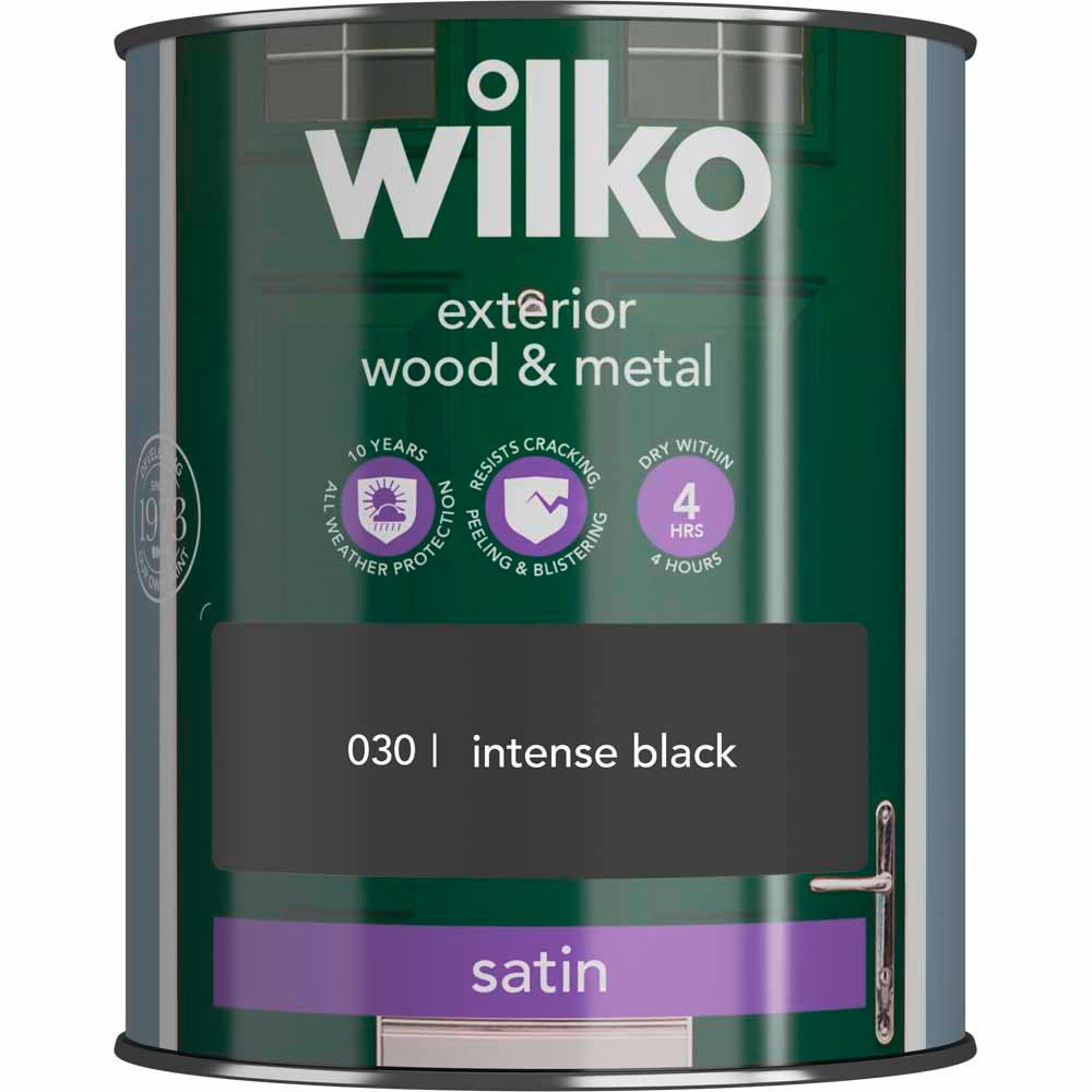 Wilko Pure Brilliant Black Satin Quick Dry Exterior Paint 750ml Image 2