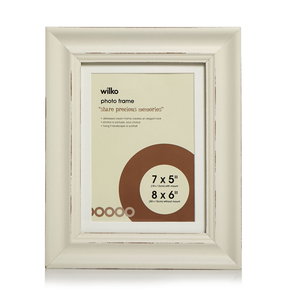 Wilko Cream Distressed Photo Frame 8 x 6 Inch Image 1