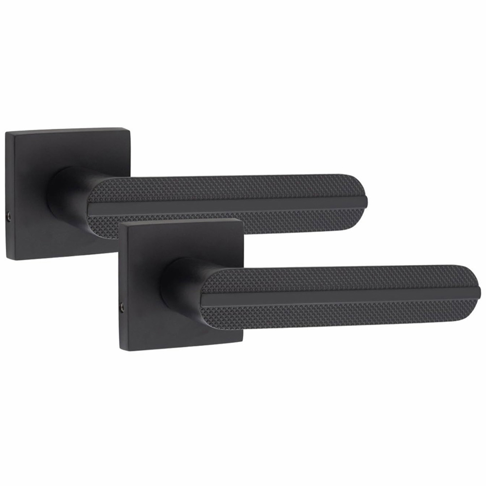 Golden Grace Matt Black Modern Lima Door Bathroom Handle Set Image 2