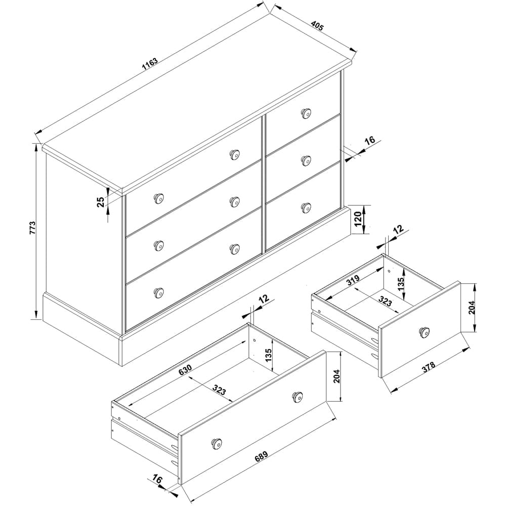 Core Products Cotswold 6 Drawer Pine Wide Chest of Drawers Image 8