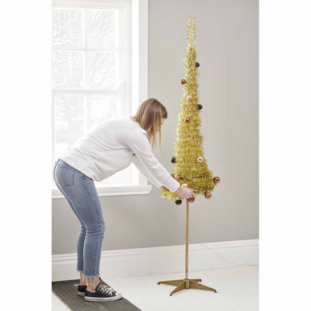 Wilko 6ft Pop Up Pre-Lit Gold Artificial Christmas Tree Image 5