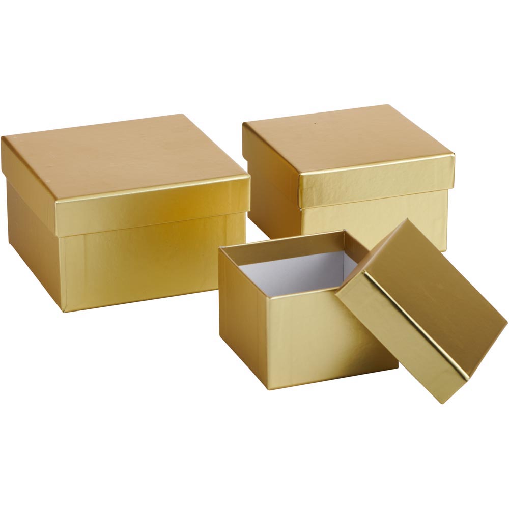 Wilko Gold Glitter Boxes 3 Pack Wilko