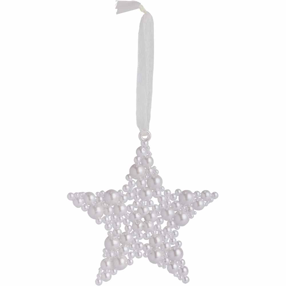 Wilko Glitters Pearly Star Decoration 6 Pack Image 2
