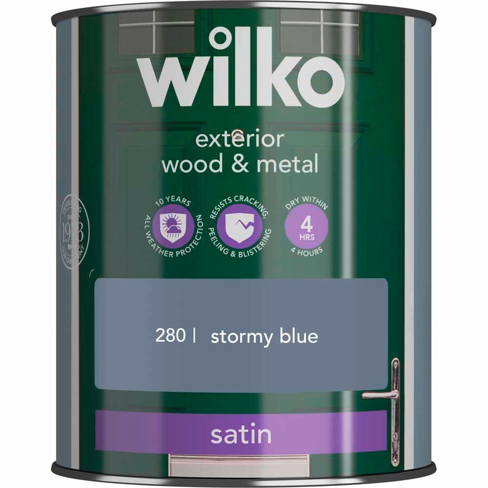 Wilko Exterior Wood & Metal Stormy Blue Satin Finish Paint 0.75L Wilko