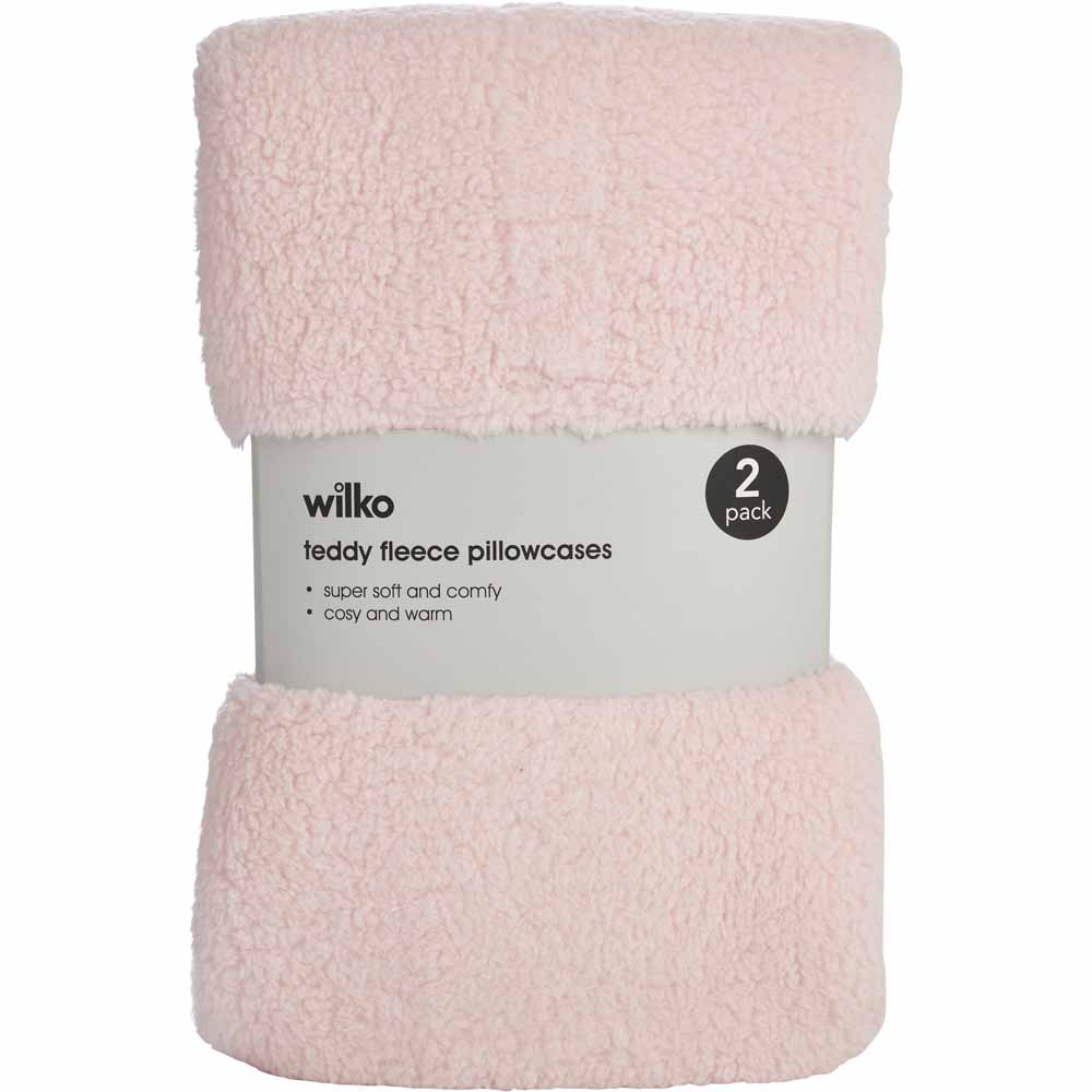 Wilko Blush Soft Teddy Housewife Pillow Cases Wilko