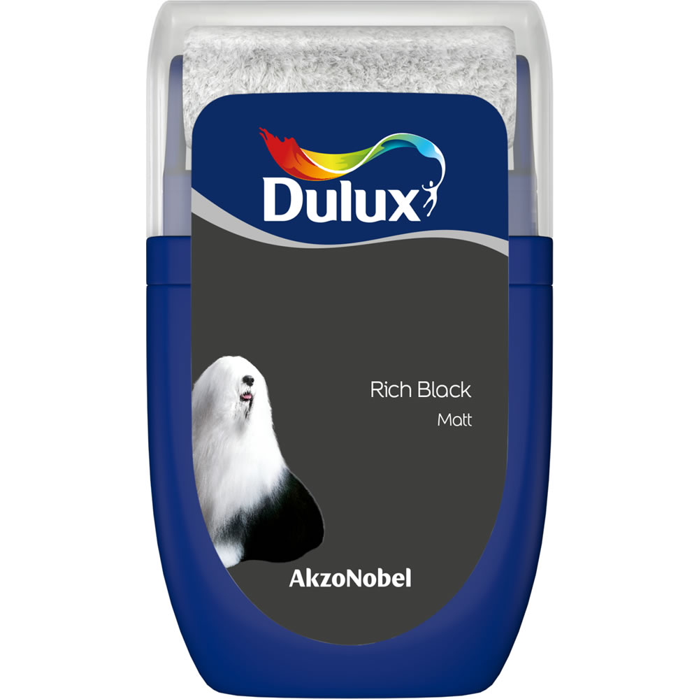 Dulux Rich Black Matt Emulsion Paint Tester Pot 30ml Image 1